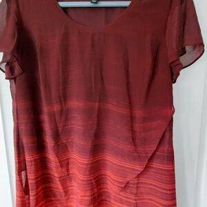 Elegant Red Sheer Blouse